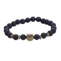 Volcanic Bracelet Owl Bracelet Gold Bracelet Lava Stone Bead Bracelets  - newgreatshirt